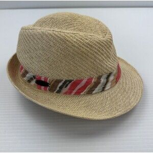 Panama Jack Straw Fedora Hat One Size Sun Beach Vacation Summer Resort